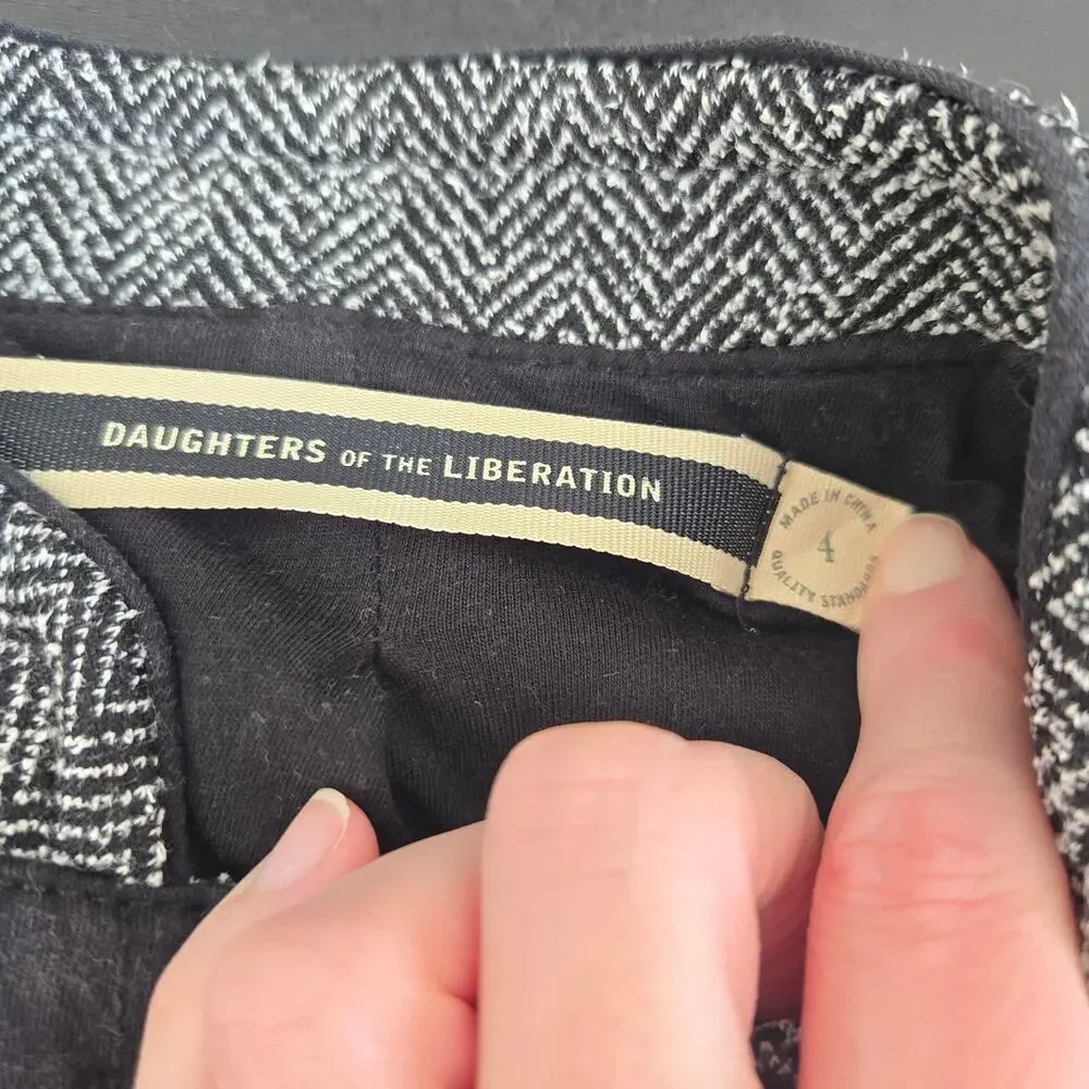 Anthropologie Military Jacket Herringbone Ruffle Hem Structured Black Women 4